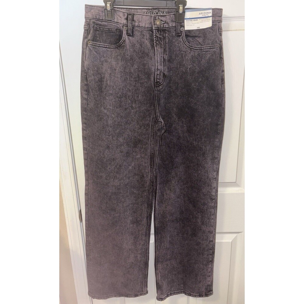 Arizona Jeans Skater Jeans Highest Rise Slouchy Hip Thigh Wide Leg Purple Sz 13